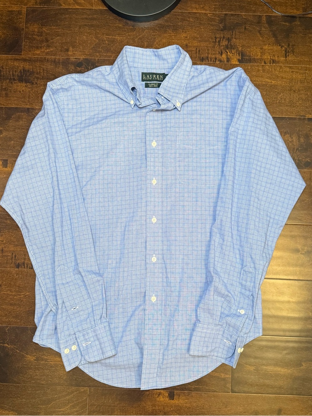 Lauren Ralph Lauren Light Blue Check Button-Down Dress Shirt size 15 1/2 34/35